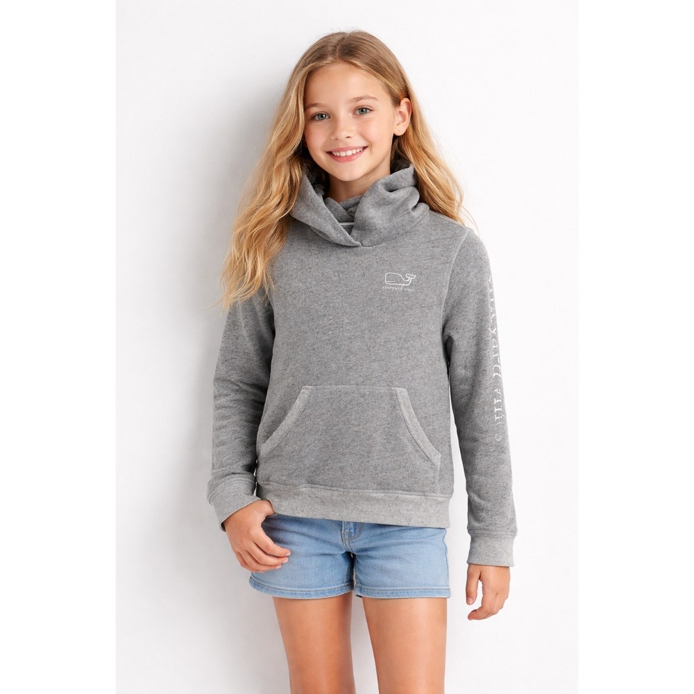 Vineyard Vines Kids Gray Heathered Pullover Hoodie Sweatshirt Small S
